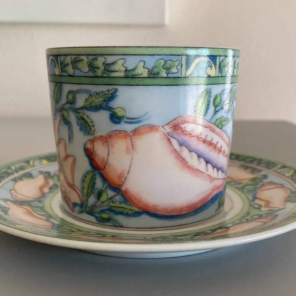Siddhia Hutchinson Sea Garden Andrea by Sadek Japan (4) Cups Saucers Demitasse - Picture 12 of 16